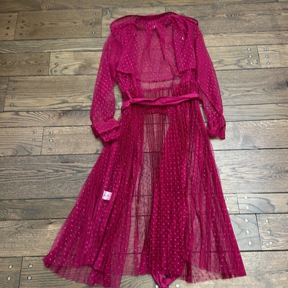 Anthropologie DOLAN Sheer Pleated Swiss Dot Tulle Trench Coat - Picture 8 of 8